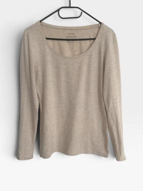 Primark Damen Langarmshirt Beige Meliert Gr 42/L Scoop Neck Longsleeve Stretch Size L