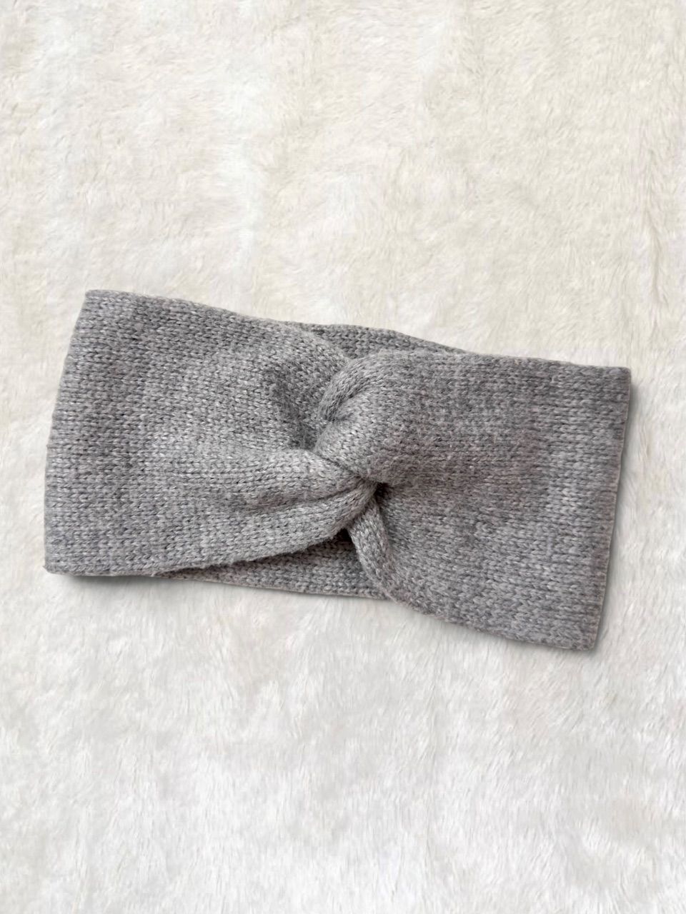 H&M Stirnband Damen Grau meliert Strick Twist-Knoten Ohrenwärmer One Size