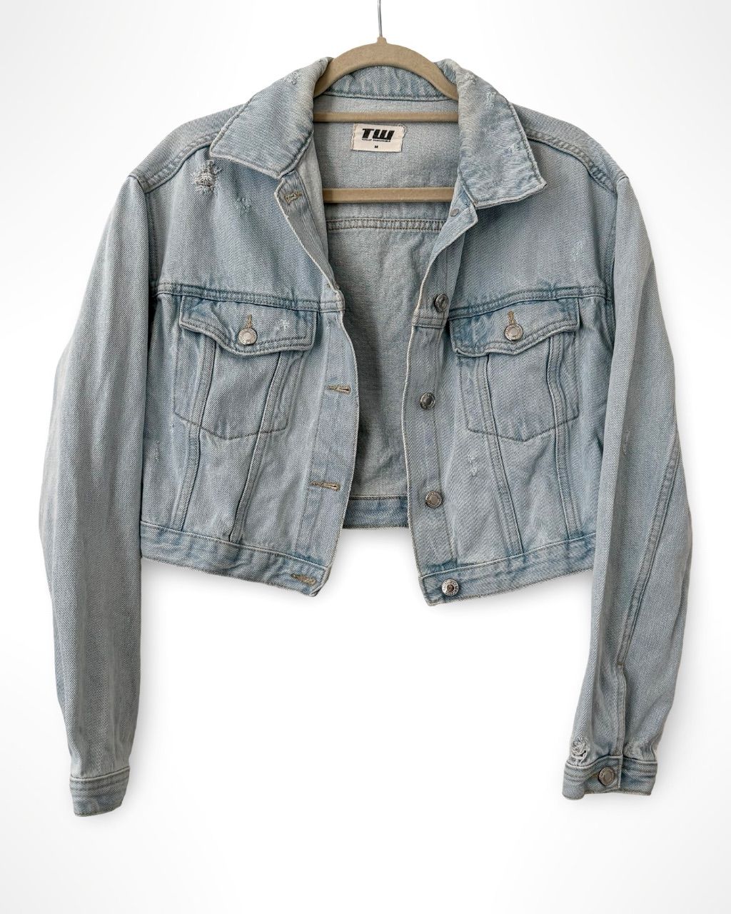 Tally Weijl Tally Weijl Cropped Jeansjacke M/38 Hellblau Destroyed Ripped Denim Used Look Size M