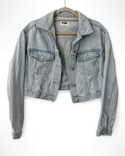 Tally Weijl Tally Weijl Cropped Jeansjacke M/38 Hellblau Destroyed Ripped Denim Used Look Size M