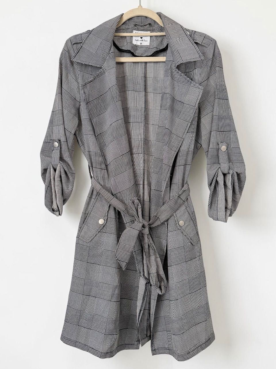 Colosseum  Colloseum Trenchcoat Damen M/38 Grau Glencheck Karo Übergangsmantel Bindegürtel Size M