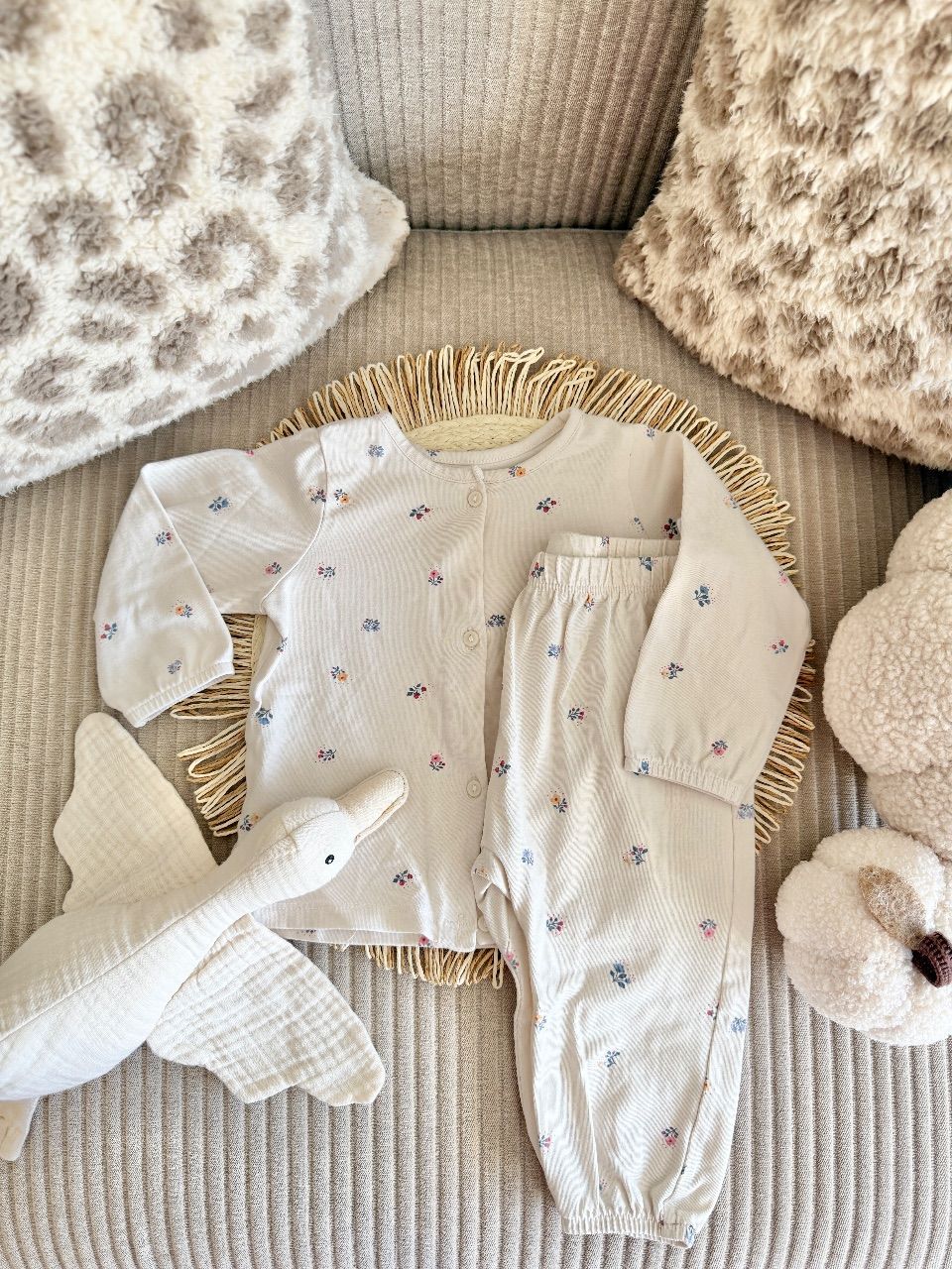 H&M H&M Baby Set Oberteil mit Hose geblümt Gr. 74 Mädchen Babygirl Size 74