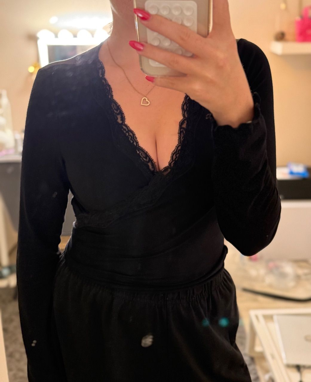 pieces Wrap Top mit Spitze  Size S
