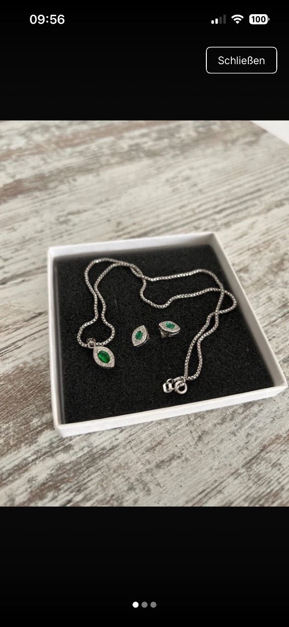 Juwelier  925 Silber Schmuckset Kette und Ohrstecker