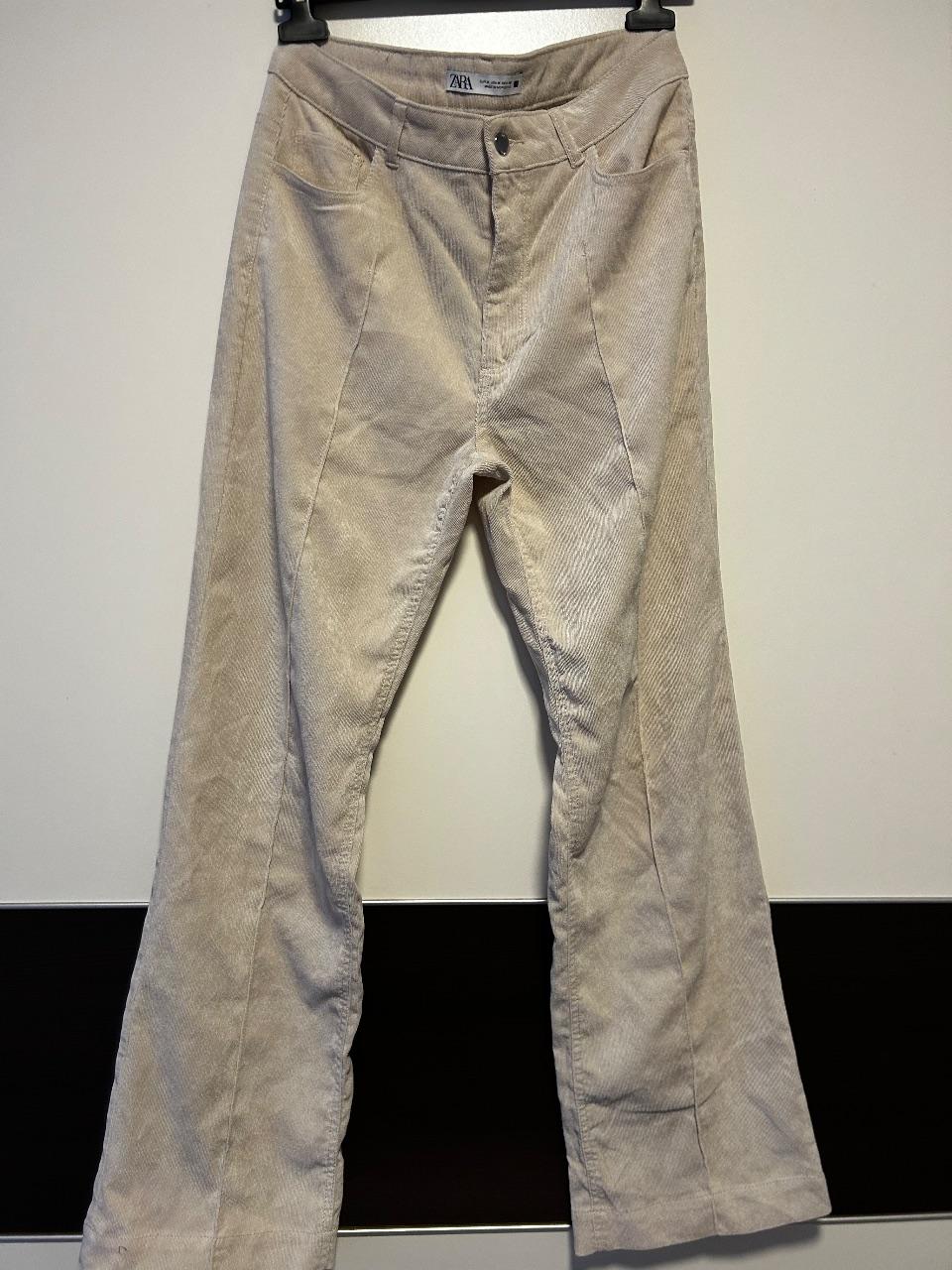 Zara Damen Cordhose M Beige Creme Schlaghose High Waist Y2K Vintage