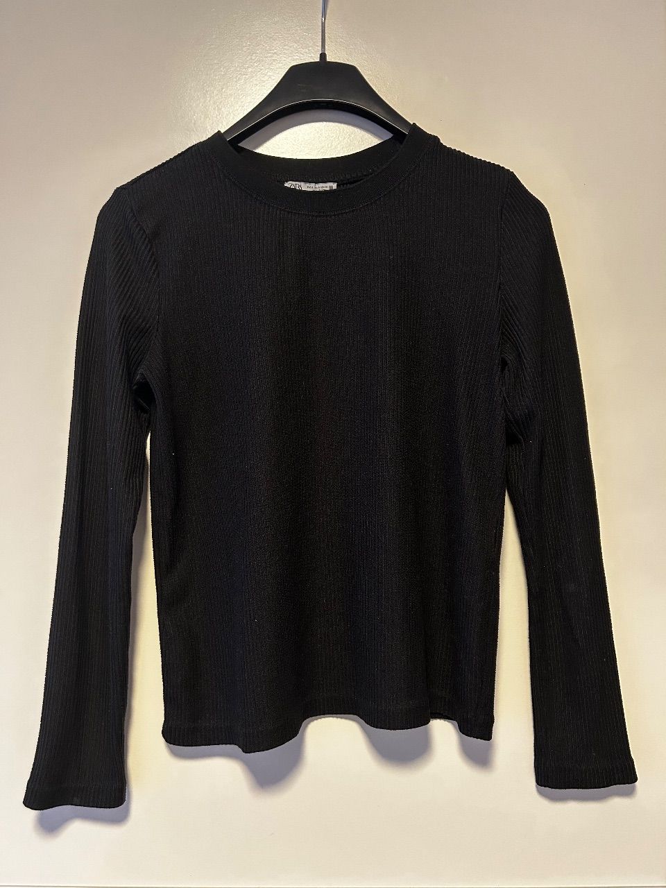 Zara ZARA Damen Pullover Schwarz Rippstrick Langarm Rundhals  Size S