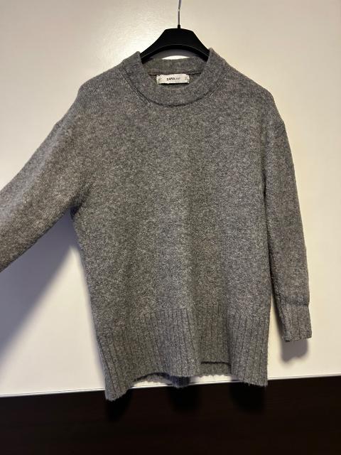 Zara Zara Knit Damen Pullover M Grau Strickpullover Basic Rundhals Size M