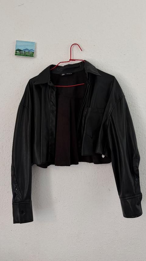 Zara Zara cropped leder Jacke Size M