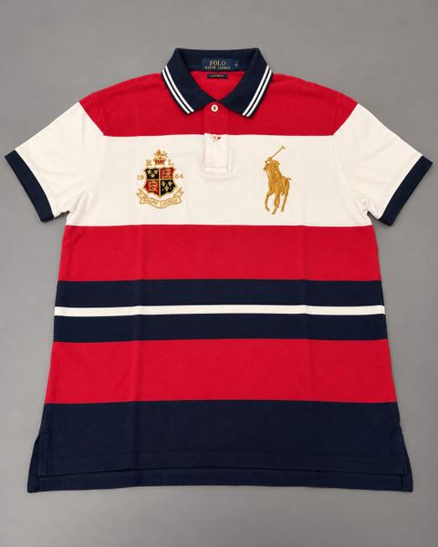 Ralph Lauren Polo Ralph Lauren Big Pony Crest 1964 Polo M Rot Weiß Navy Custom Fit Y2K Size M