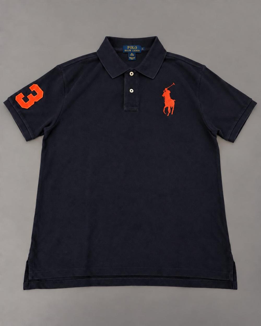 Polo Ralph Lauren Big Pony #3 Polo Navy Orange XL 18-20 Y2K Preppy