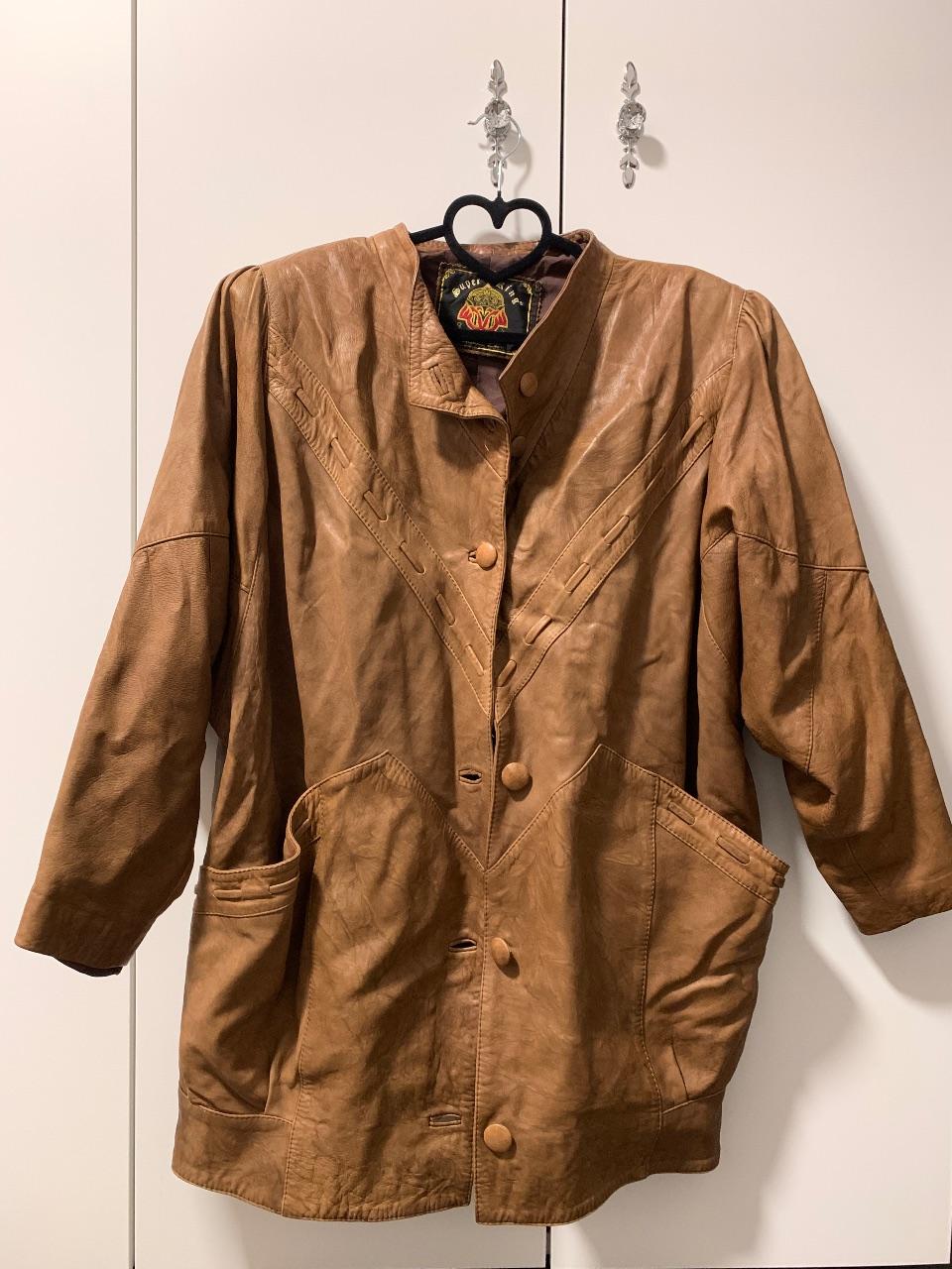 Vintage Braune Lederjacke / Ledermantel aus 80er/90er