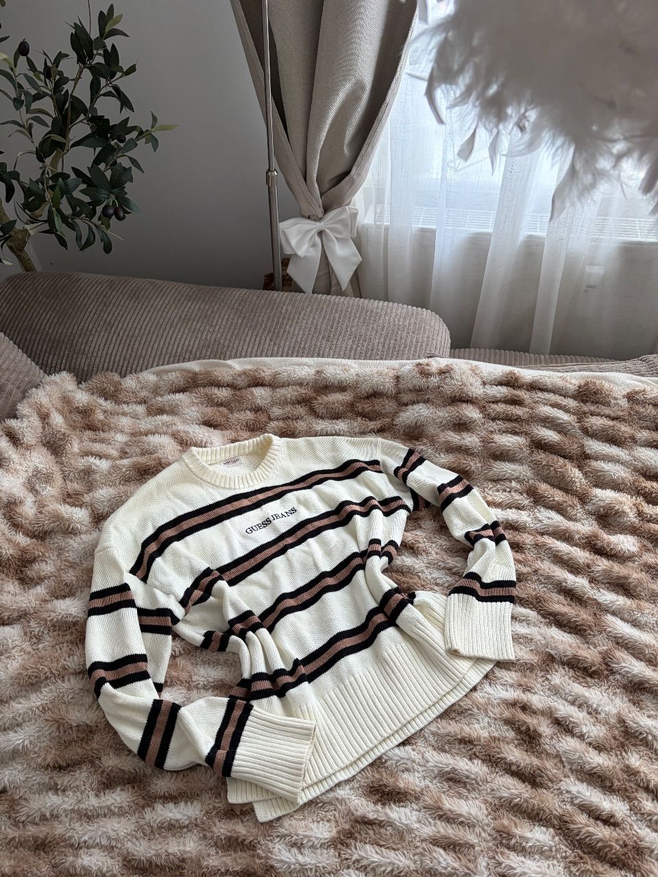 Guess Guess strickpullover mit braunen Streifen / Gr XS  Size XS