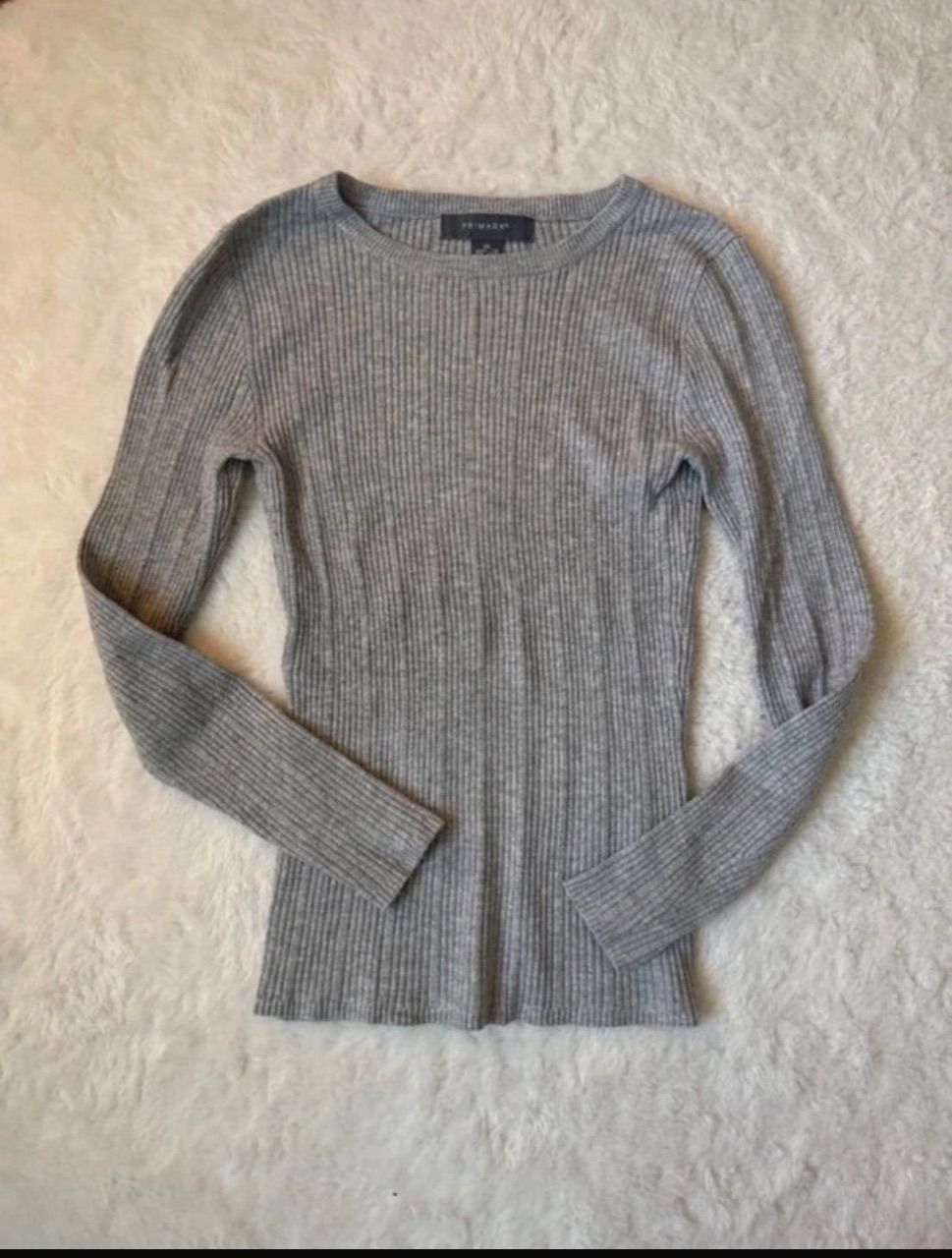 Ohne Marke Primark grauer Rippstrickpullover Gr. XS Size XS