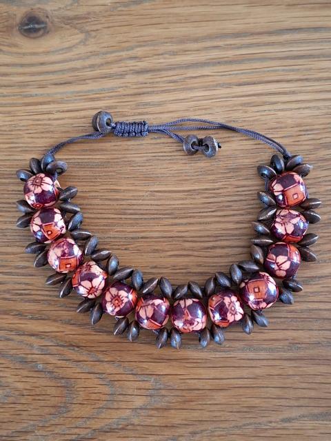 Armband verstellbar Holzkugeln Brauntöne