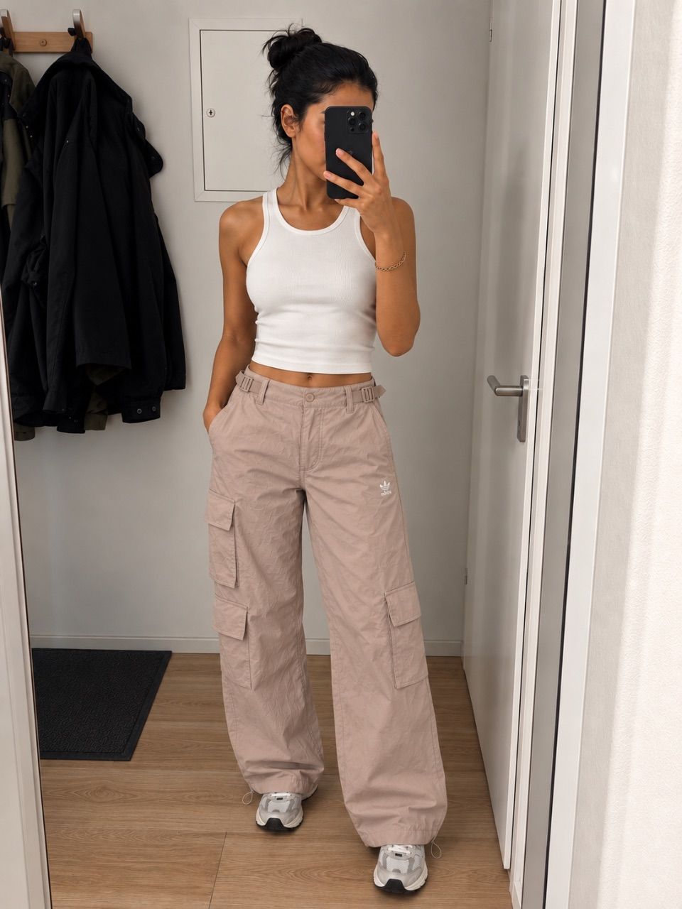 Adidas adidas Originals Cargo Hose Beige Wide Leg Utility Size M