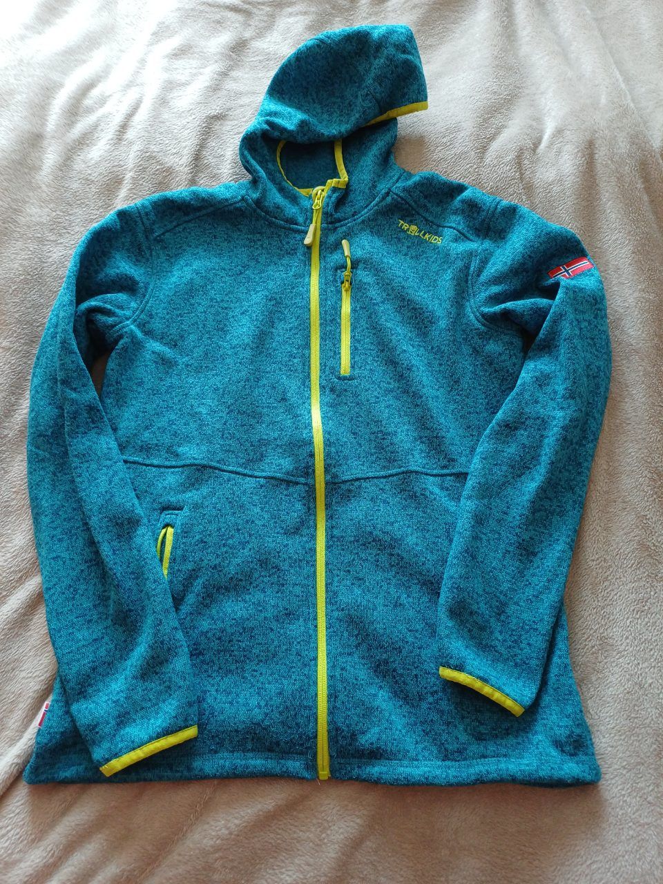 Trollkids Trollkids Strickfleece-Jacke Fleecejacke Kapuze Petrol / Blau Size 176