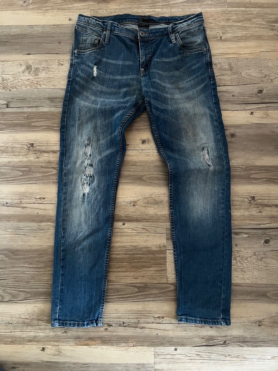 Ohne Marke Herrenjeans Stretch blau Used Look W34/L32 fällt klein aus Straight Up Size 48