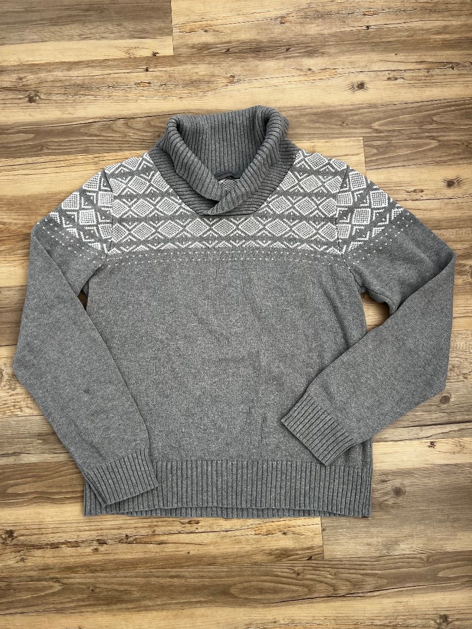 Cedarwood State  Herren Strickpullover M grau Norwegermuster Schalkragen Cedarwood State Size M