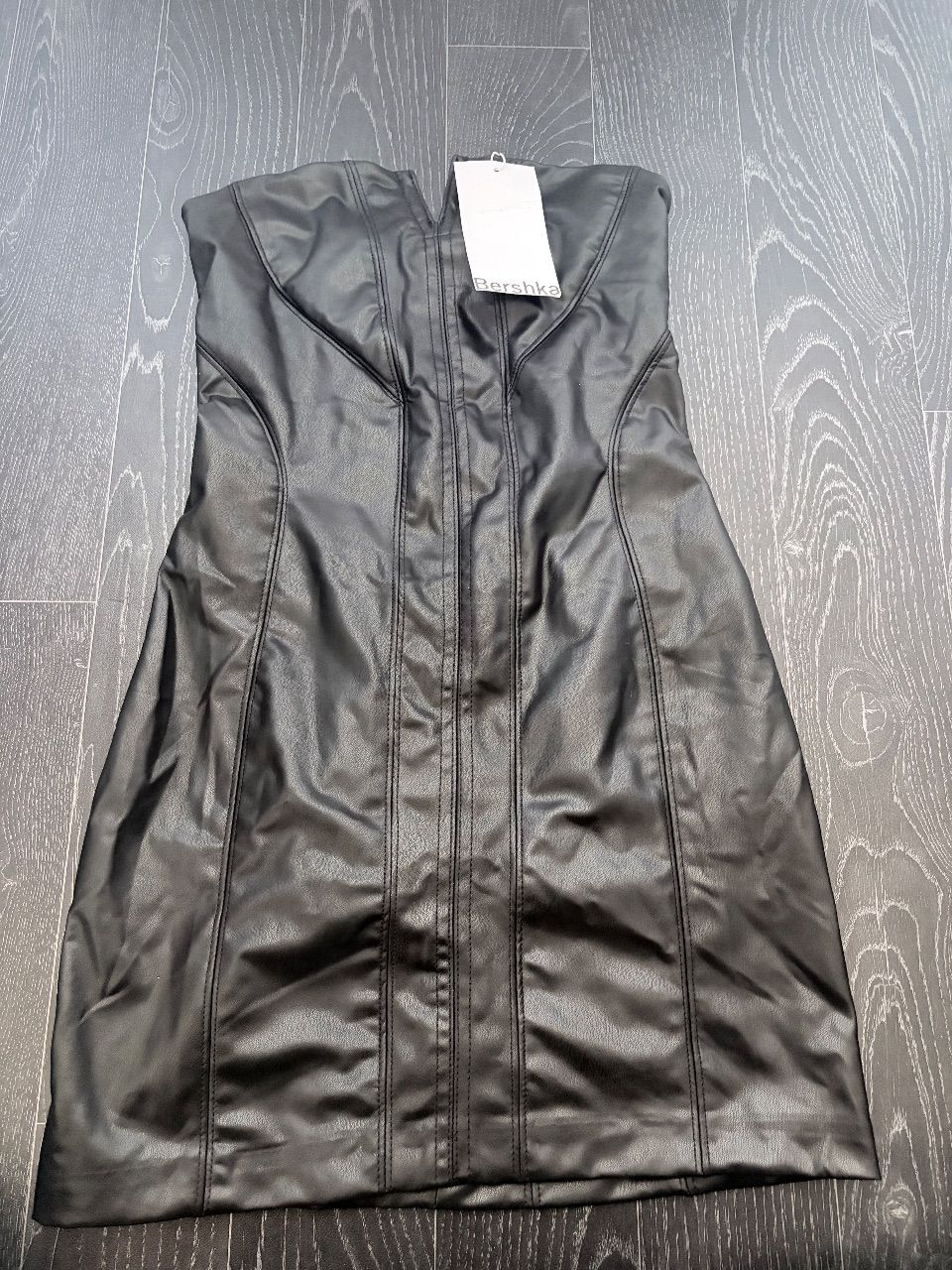 Bershka  NEU Bershka Kunstleder Kleid Schwarz / Y2K Gothic Grunge Size XS