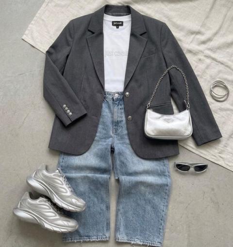 Just Cavalli Sneaker in Silber, Leder, wie neu
