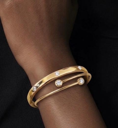Edelstahl Armbänder Set, vergoldeter Edelstahl mit Swarovski Kristallen