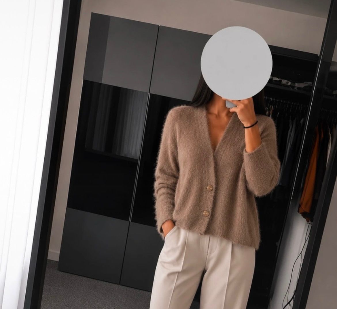Ohne Marke Beiger Cardigan mit Knöpfe Gr. L Size L