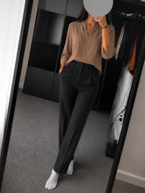 Ohne Marke Braune Bluse mit V-Ausschnitt Size L