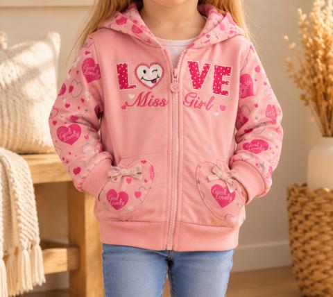 Miss Bellina 💕 Baby Mädchen Kapuzenjacke Rosa LOVE Herzchen Reißverschluss Size 68
