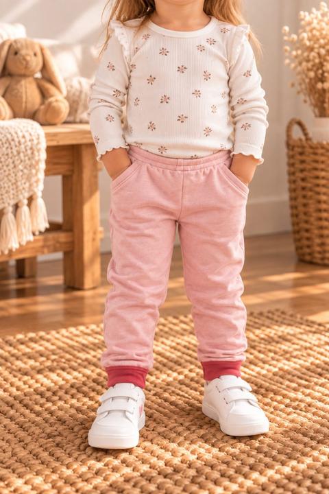 Piccino Süße Mädchen Hose in Rosa mit roten Bündchen Size 80