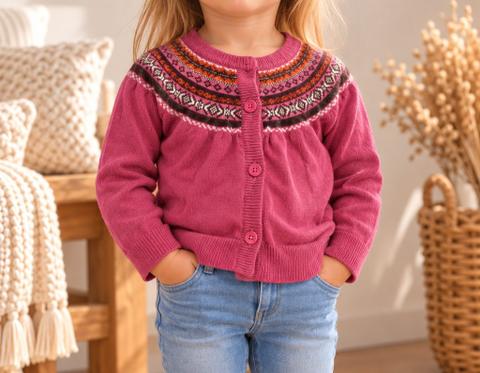💗 Süße Strickjacke mit Muster – Mädchen