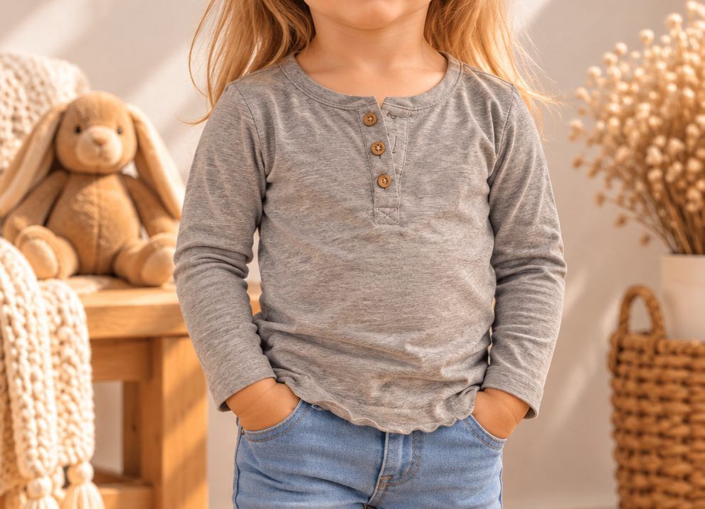 H&M 🤎 Süßes Langarmshirt mit Holzknöpfen Size 86