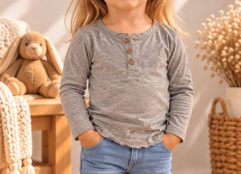 H&M 🤎 Süßes Langarmshirt mit Holzknöpfen Size 86