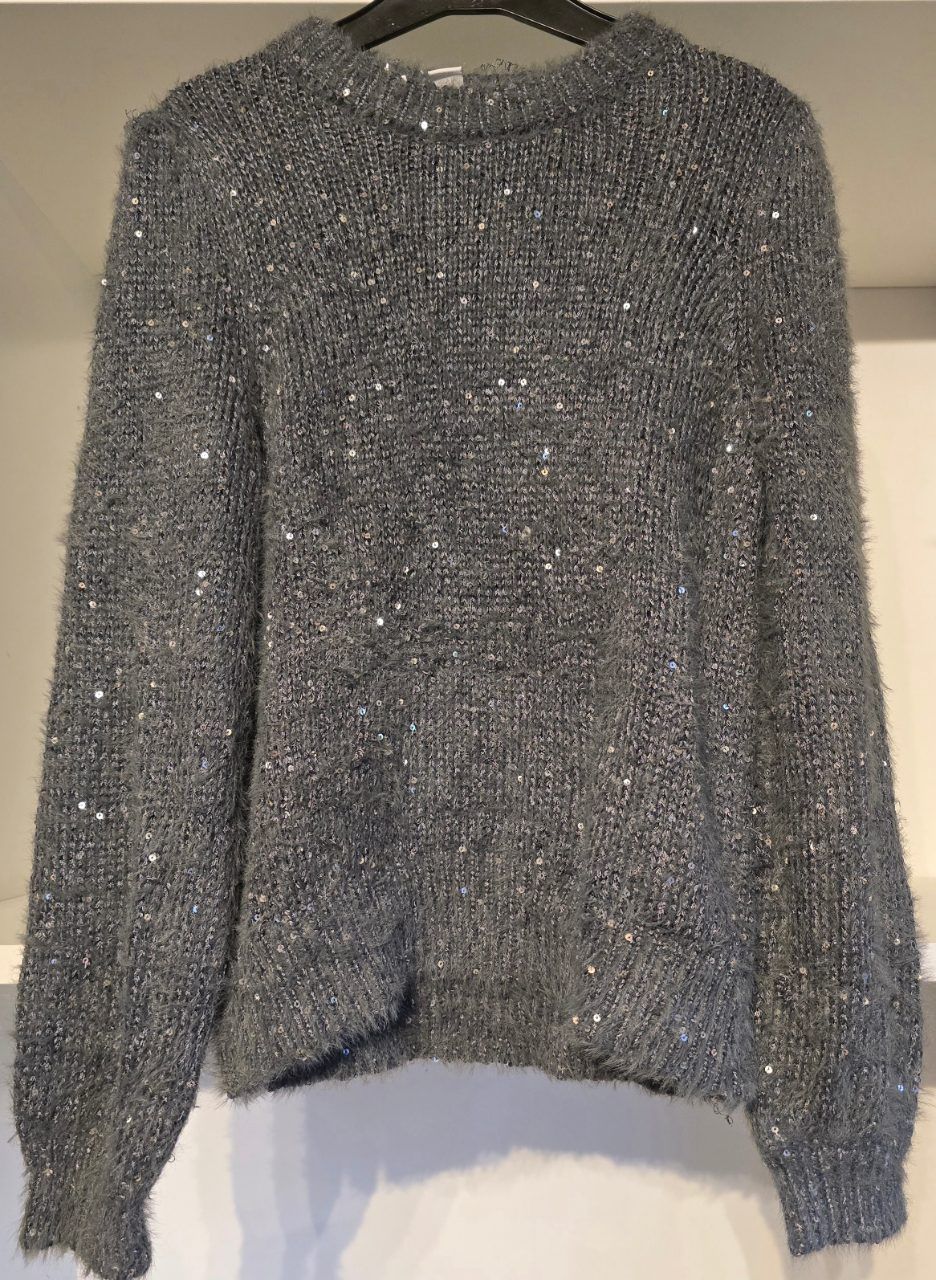 Yigga Yigga Strickpullover Pailletten 146 152 grau  Size 146