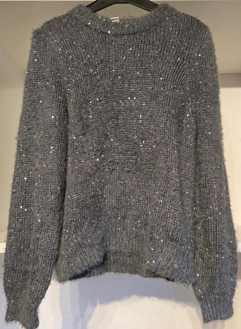 Yigga Yigga Strickpullover Pailletten 146 152 grau Size 146