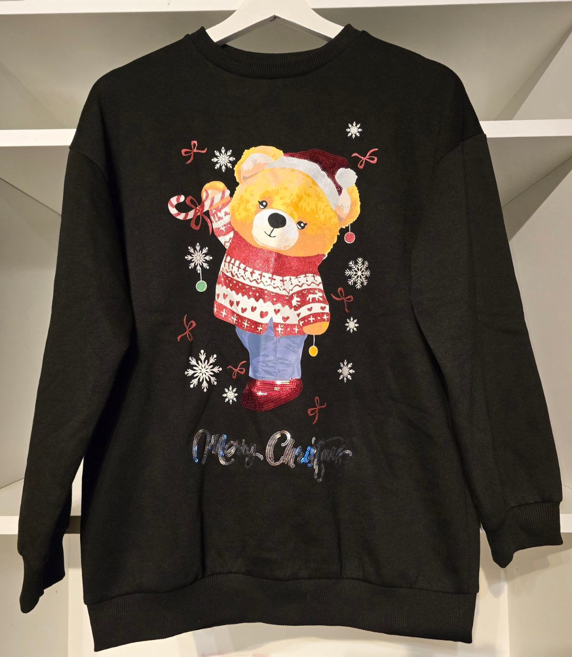 C&A C&A xmas Weihnachts Pullover schwarz Teddybär Size 152