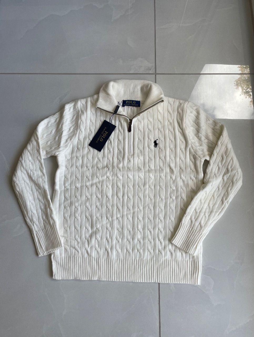 Ralph Lauren Half-Zip Pullover – Weiß – Größe S
