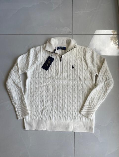 Ralph Lauren Half-Zip Pullover – Weiß – Größe S