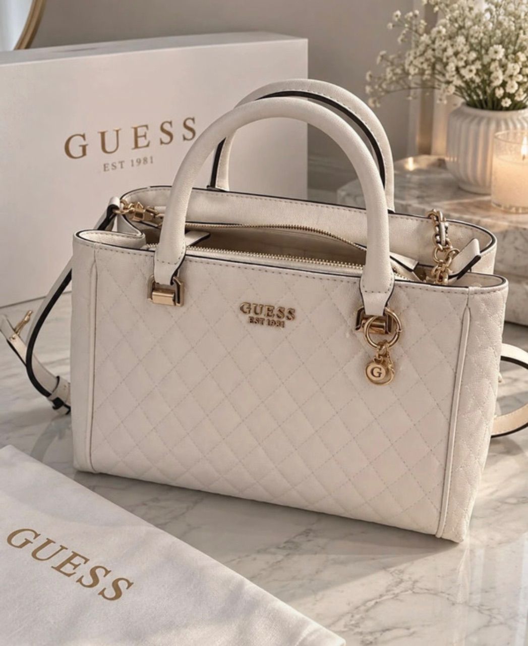 GUESS Guess Handtasche Creme/ weis 