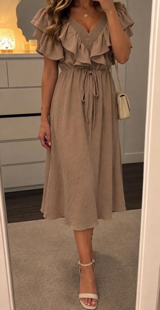 Ohne Marke Beige Kleid Midi  Size S