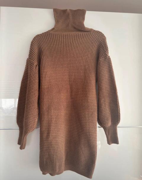 Ohne Marke Braunes Strickkleid mit Rollkragen Size M