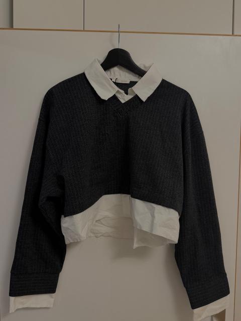 Zara Graues Crop Top Oberteil mit Hemd Stil Size M