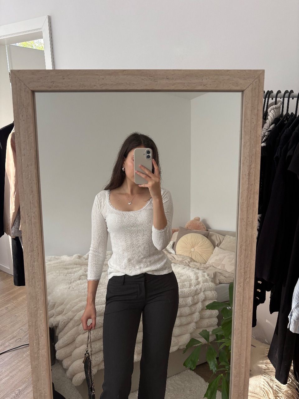 & Other Stories & Other Stories weißes Longsleeve mit Spitzenbesatz XS Size XS
