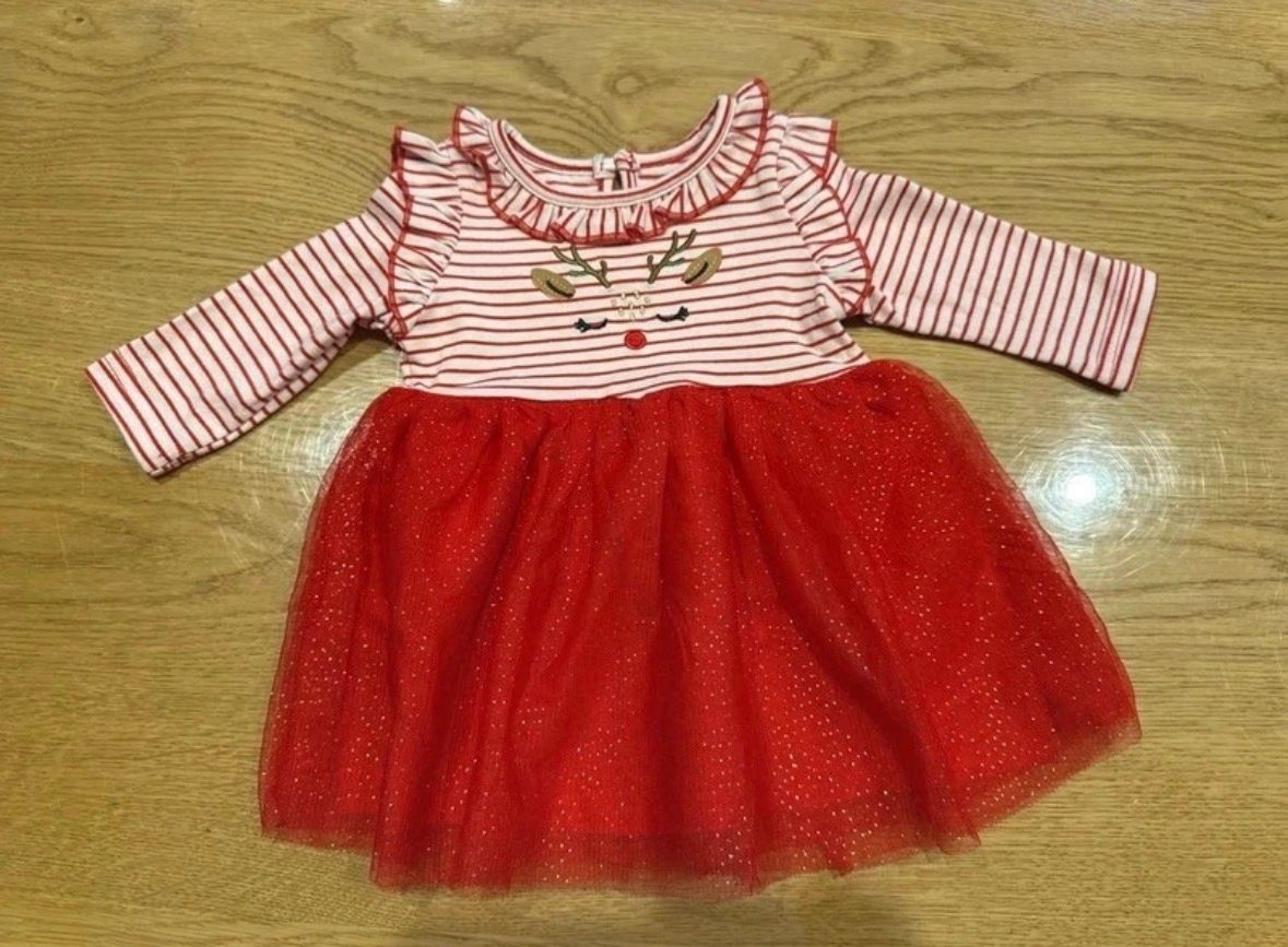 Primark 🎄 Süßes Weihnachtskleid mit Rentier & Tüllrock Size 62