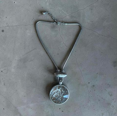🩶 Vintage Statement Kette | Silber | Anhänger | Retro | Boho | Damen Schmuck