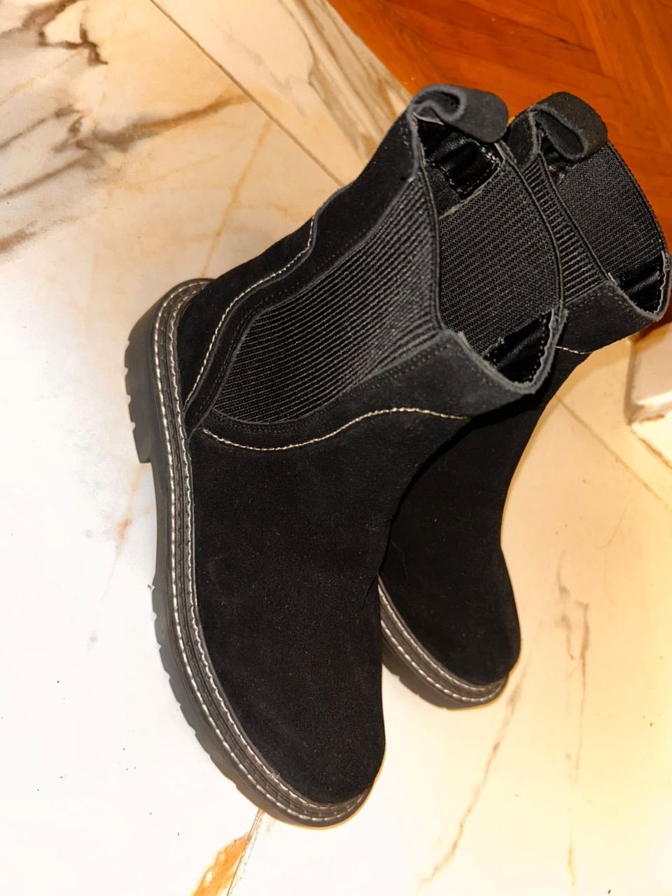 River Island  Schwarze Lederstiefel River Island  Size 38