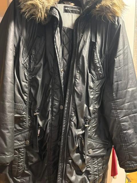 Tamaris Tamaris Wintermantel Jacke Gr. 48 🖤 langer warmer Parka mit Fellkapuze Size 48