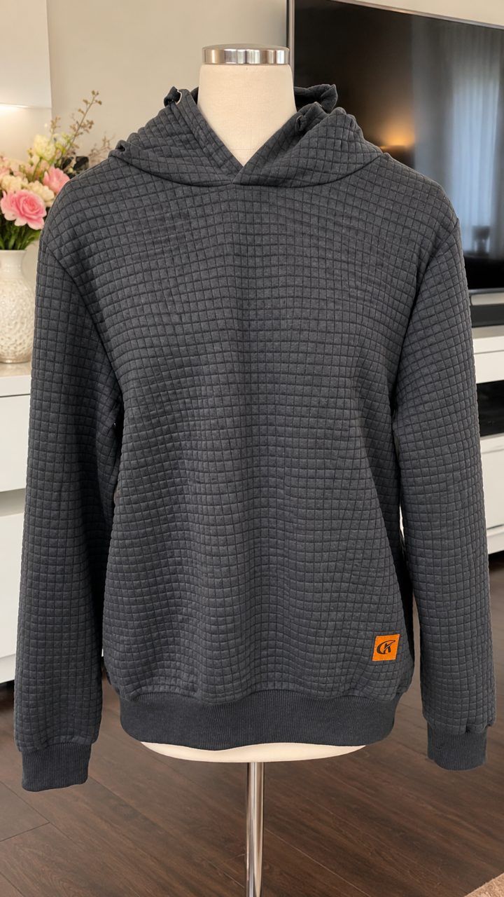 Stepp-Hoodie mit Kapuze – Navy Blue/Grau – Größe M