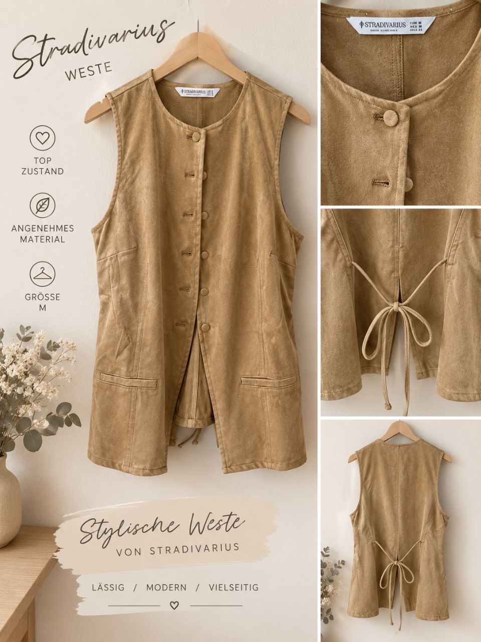 Stradivarius Top/West Wildlederoptik
