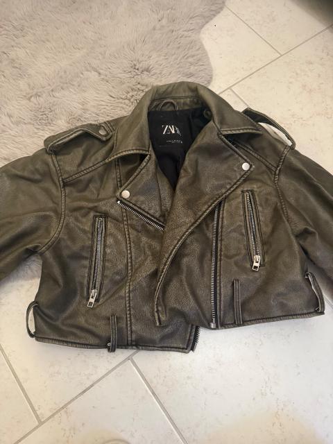 Zara Zara Lederjacke grün Size XS