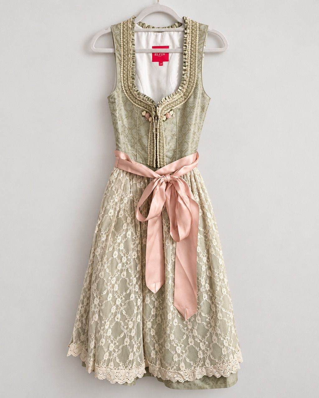 Elfin Grünes Midi Dirndl mit Spitze Size 34